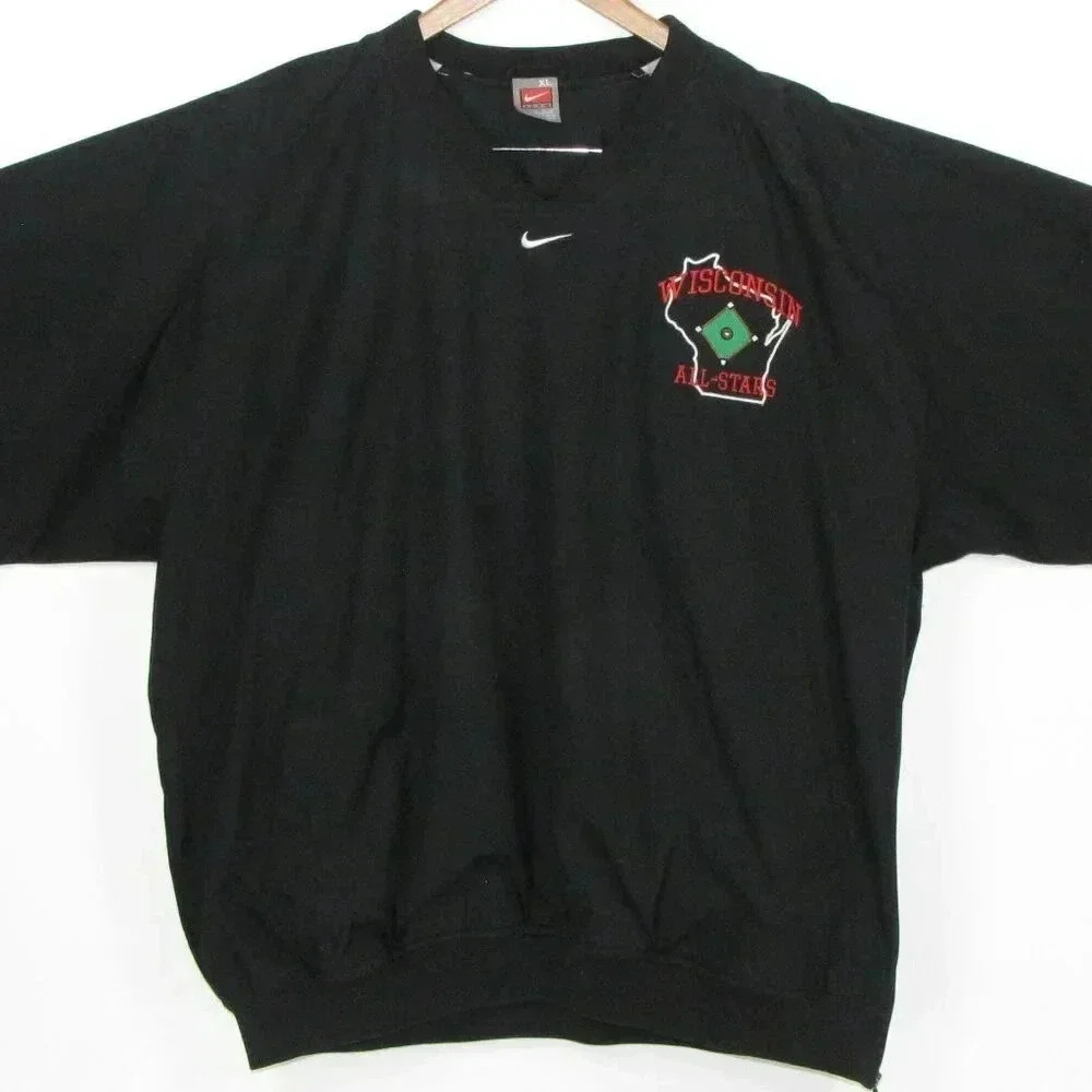 Nike TEAM Wisconsin All-Stars Black Long Sleeve Double Layer Windbreaker XL